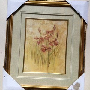 Beautiful gold frame with flower print wall decoration octagonal shape